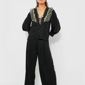 THE GREAT Ruffled Tuxedo Top